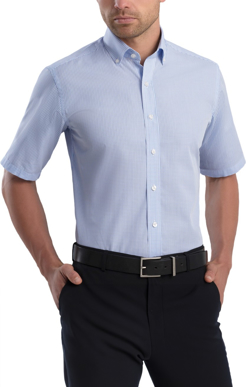 Picture of John Kevin Mens Mini Check Slim Fit Short Sleeve Shirt (825 Blue)