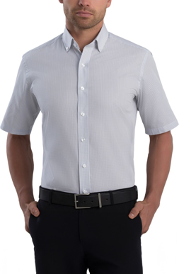 Picture of John Kevin Mens Mini Check Slim Fit Short Sleeve Shirt (825 Grey)
