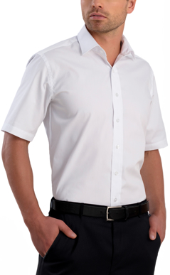 Picture of John Kevin Mens Pinpoint Oxford Slim Fit Short Sleeve Shirt (841 White)