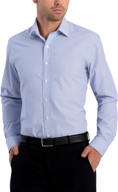 Picture of John Kevin Mens Dobby Stripe Slim Fit Long Sleeve Shirt (870 Blue)