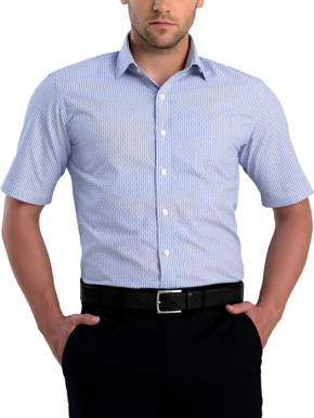 Picture of John Kevin Mens Dobby Stripe Slim Fit Short Sleeve Shirt (871 Blue)