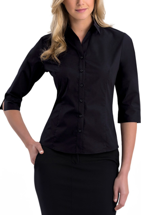 Picture of John Kevin Womens Twill 3/4 Sleeve Shirt (730 Black)