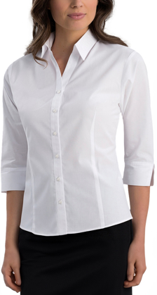 Picture of John Kevin Womens Twill 3/4 Sleeve Shirt (730 White)