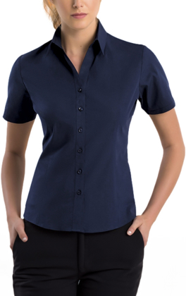 Picture of John Kevin Womens Poplin Slim Fit Short Sleeve Shirt (501 Deep Blue)