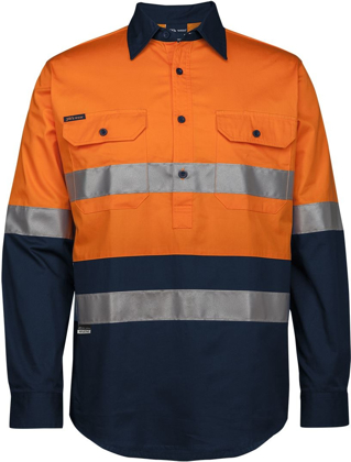 Picture of JB's Wear Hi Vis Day & Night Close Front Long Sleeve 150g Work Shirt (6HWCS)