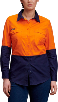 Picture of King Gee Womens Workcool 2 Hi Vis Lightweight Work Shirt (K44543)