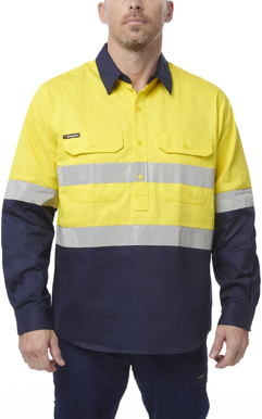 Picture of King Gee Originals Hi Vis Reflective Closed Front Long Sleeve Shirt (K54325)