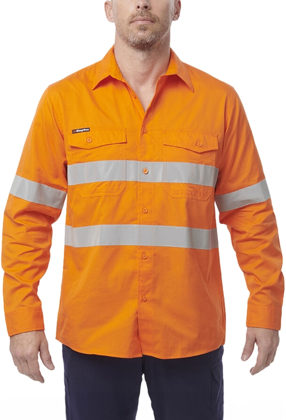 Picture of King Gee Workcool 2 Hi Vis Reflective Long Sleeve Work Shirt (K54890)