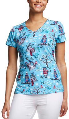 Picture of Cherokee Winter Vibes Womens Printed V-Neck Print Top (DK852 WTVB)