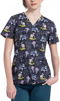 Picture of Cherokee Uniforms On the Go Care Printed Scrub Top (CK671 OTGC)