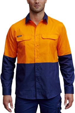 Picture of King Gee Workcool Pro Hi Vis Stretch Long Sleeve Work Shirt (K54037)