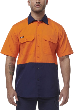 Picture of King Gee Workcool Hi Vis Vented Spliced Short Sleeve Shirt (K54008)